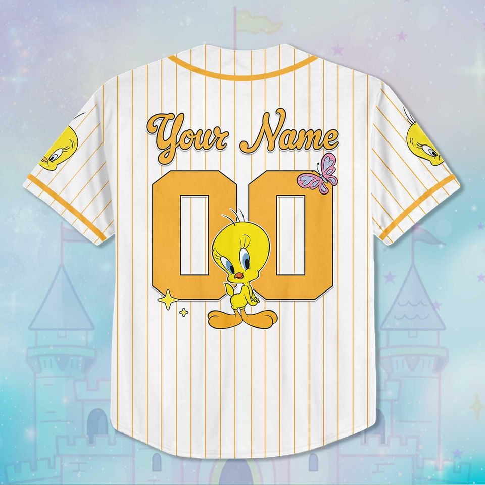 Custom Tweety Bird Baseball Jersey, Matching Family Tee