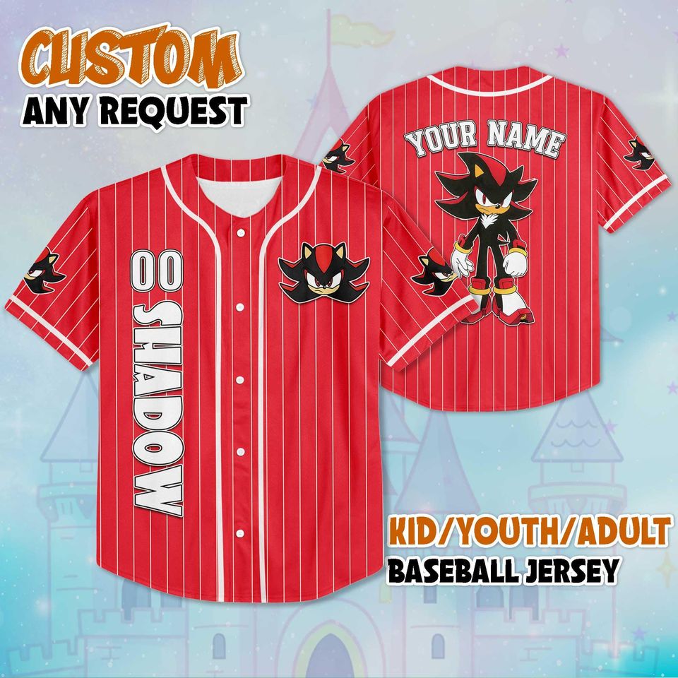 Personalized Shadow Baseball Jersey, Custom Disney Shadow the Hedgehog Shirt