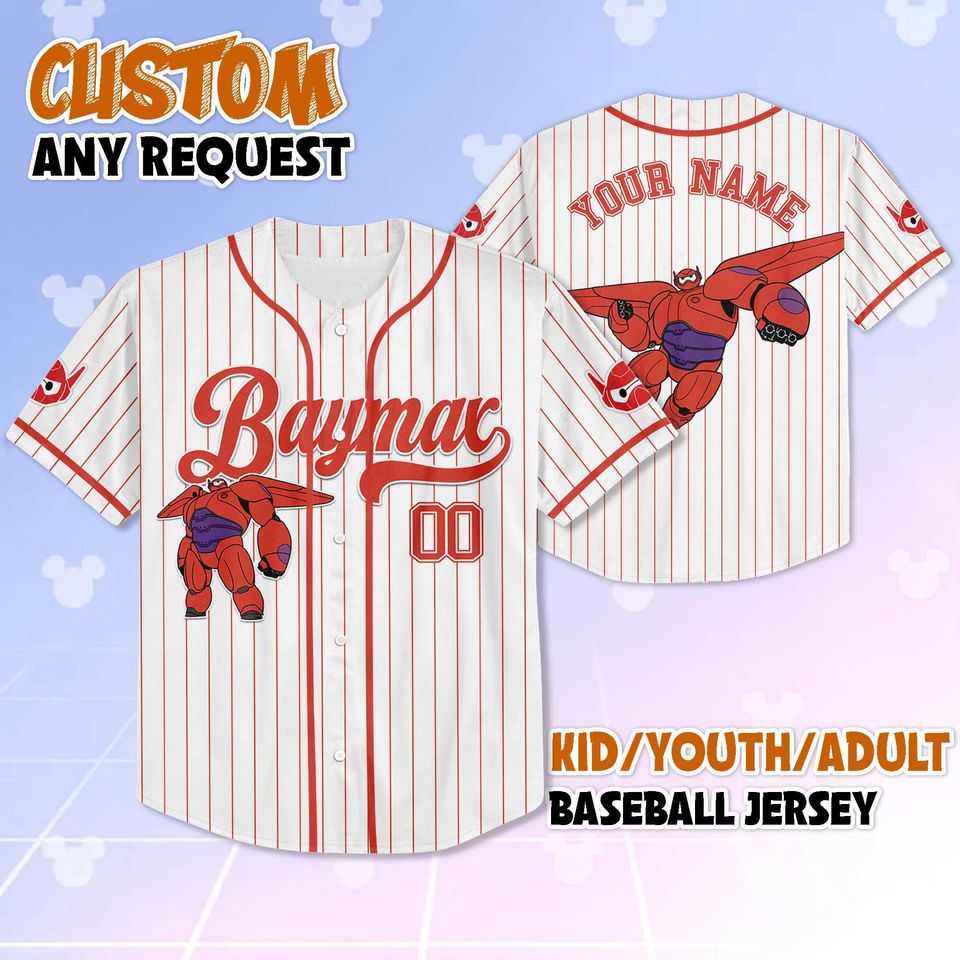 Personalized Baymax Collection Baseball Jersey, Custom Big Hero 6 Shirt