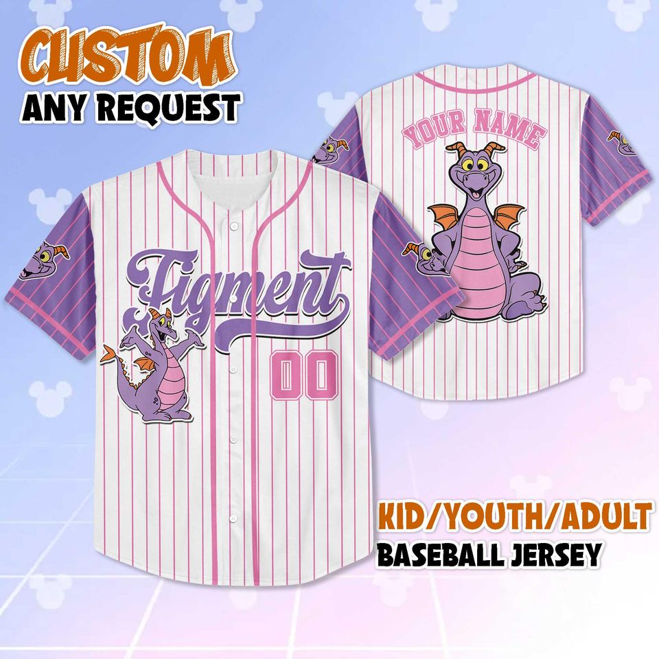 Personalized Figment Baseball Jersey, Custom Disney Figment Little Spark Shirt