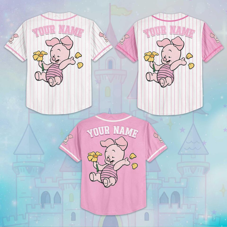 Personalized Baby Piglet Baseball Jersey, Custom Winnie the Pooh Shirt