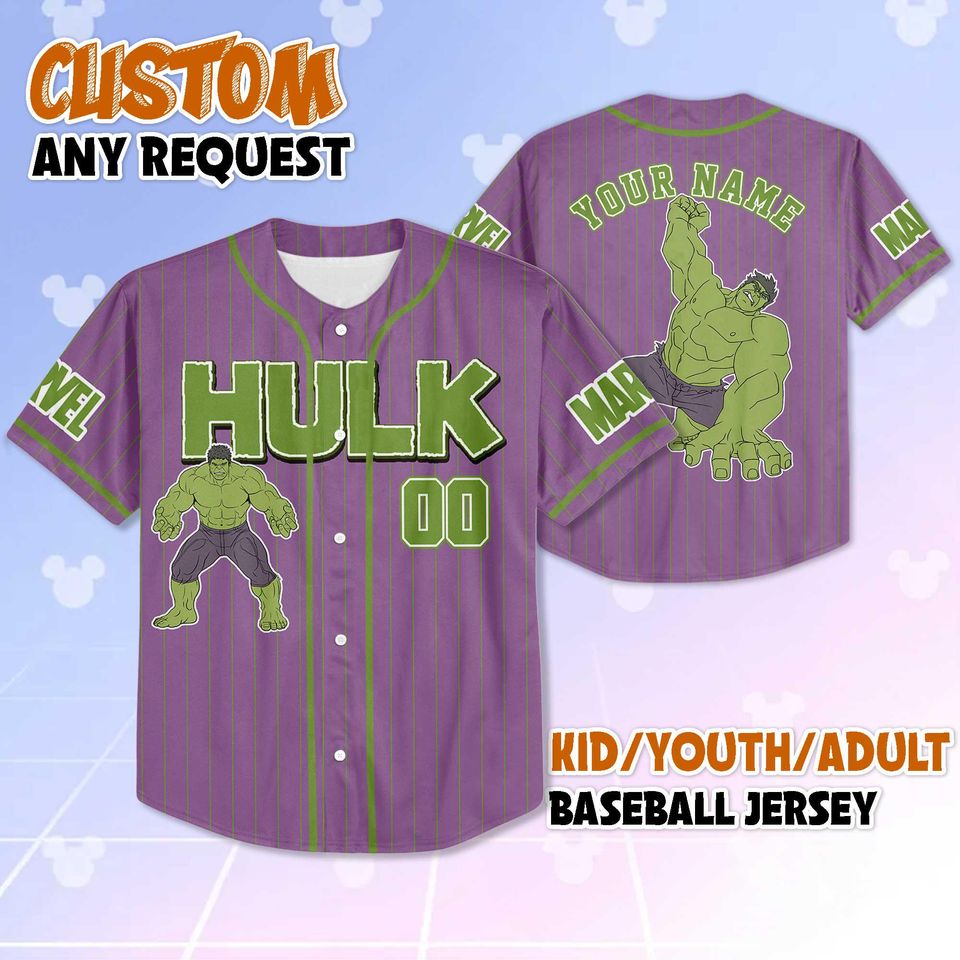 Personalized The Avengers the Hulk Baseball Jersey, Custom Marvel The Avengers Shirt