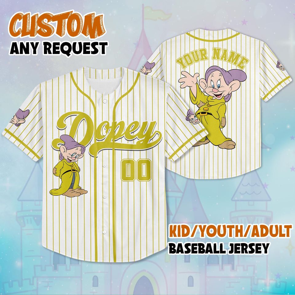 Personalized Disney The Seven Dwarfs Baseball Jersey, Custom Seven Dwarfs Jersey