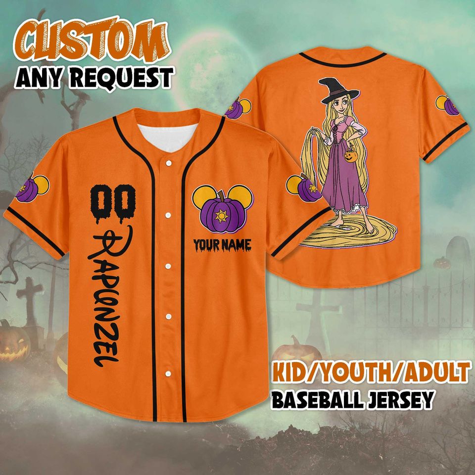 Rapunzel Halloween Baseball Jersey, Custom Tangled Princess Jersey Shirt