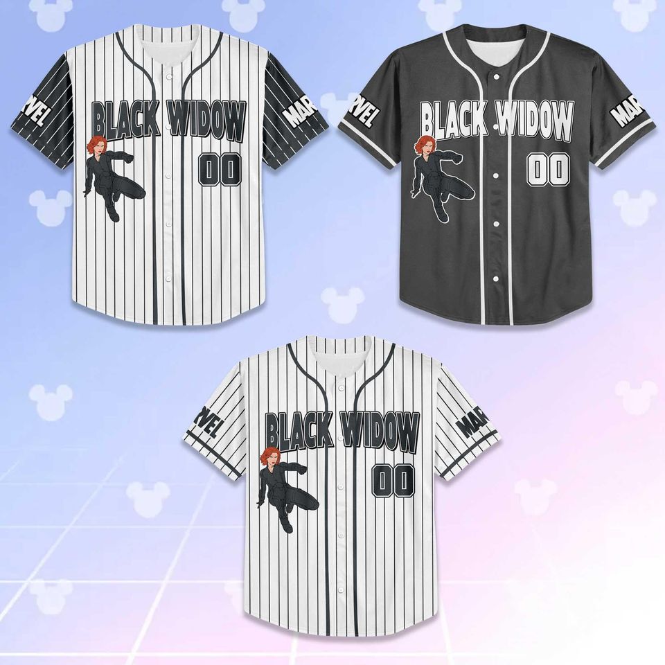 Custom Black Widow Baseball Jersey, Personalized Superhero Baseball Shirt