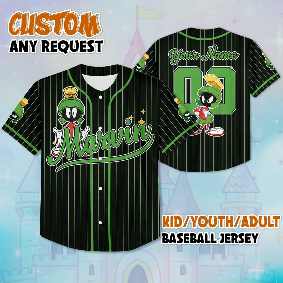 Custom Marvin the Martian Baseball Jersey, Personalized Marvin Jersey Shirt