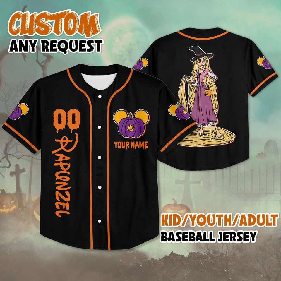 Rapunzel Halloween Baseball Jersey, Custom Tangled Princess Jersey Shirt