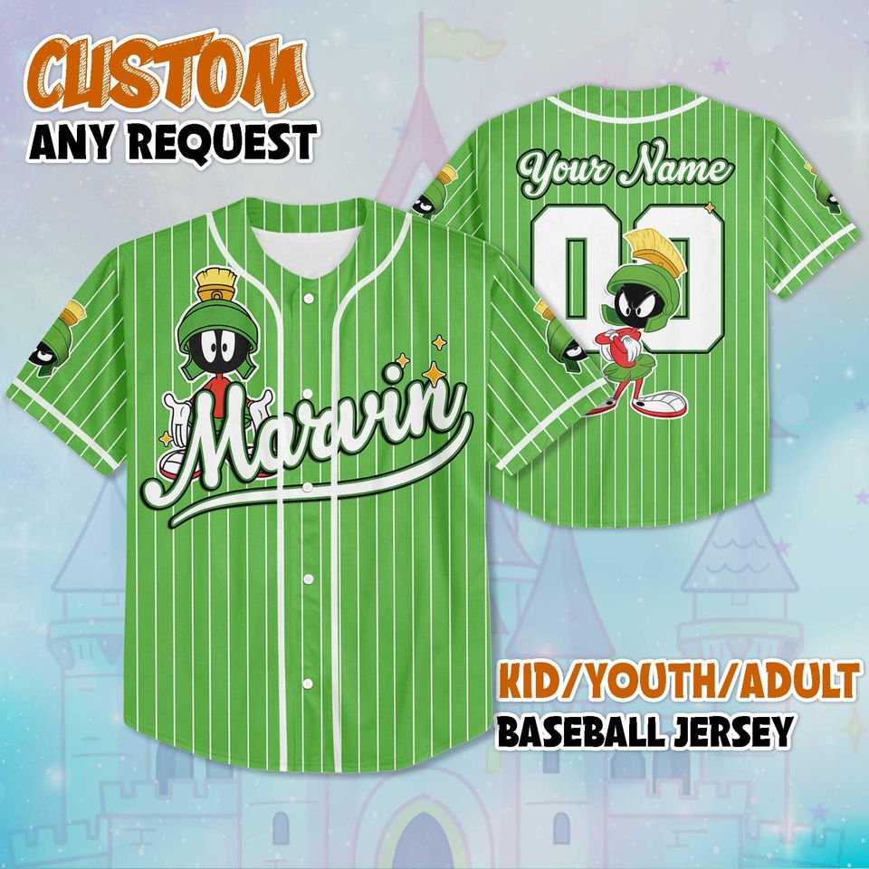 Custom Marvin the Martian Baseball Jersey, Personalized Marvin Jersey Shirt
