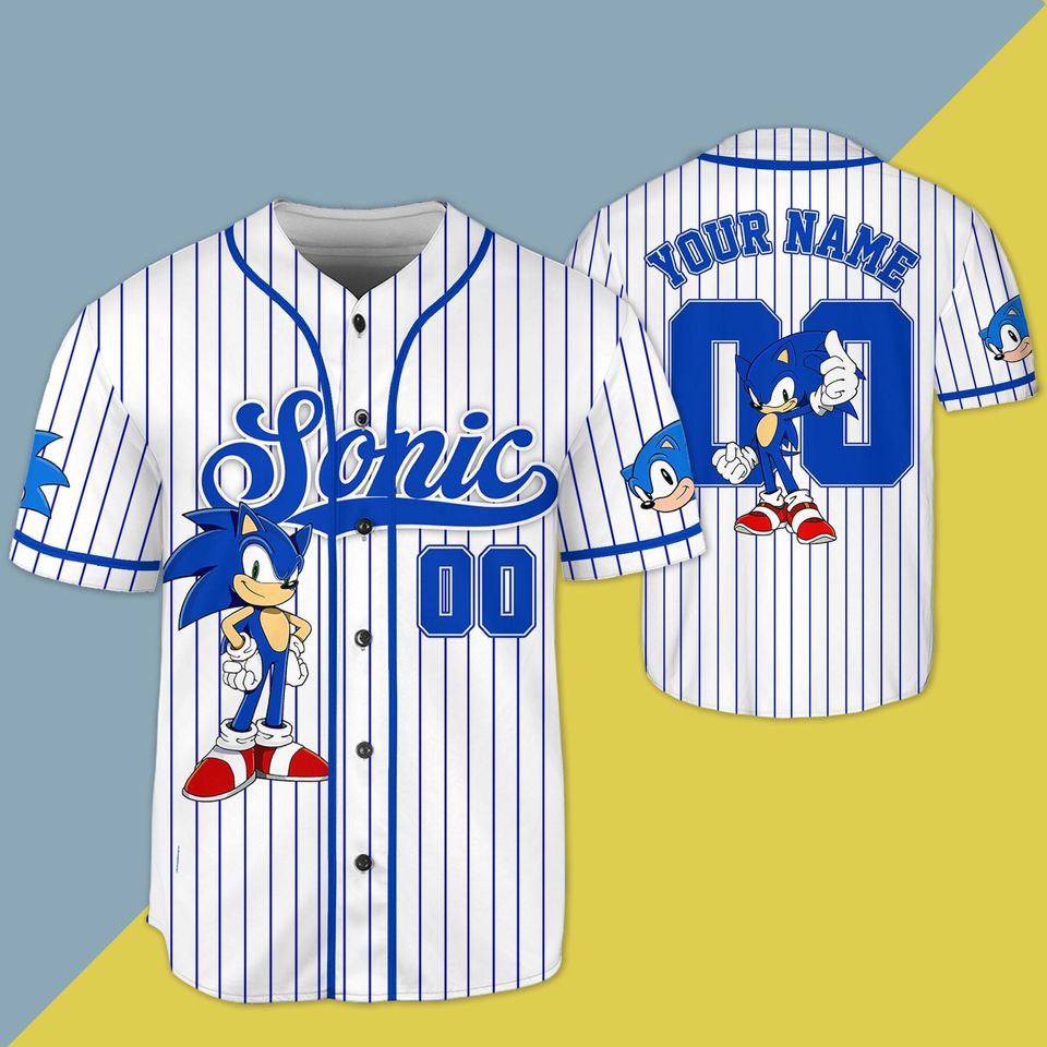 Custom Sonic The Hedgehog Baseball Jersey, Personalized Sonic Jersey Shirt, The Hedgehog Baseball Team Outfit, Matching Family Shirt
