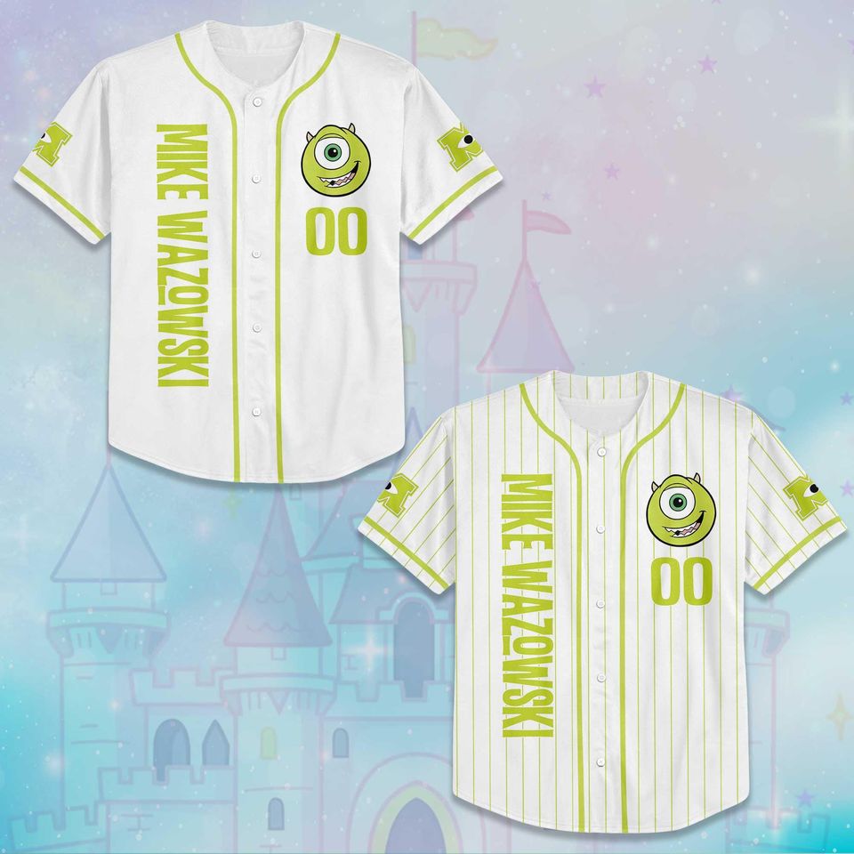Personalized Mike Wazowski Baseball Jersey, Custom Disney Monsters Inc Shirt