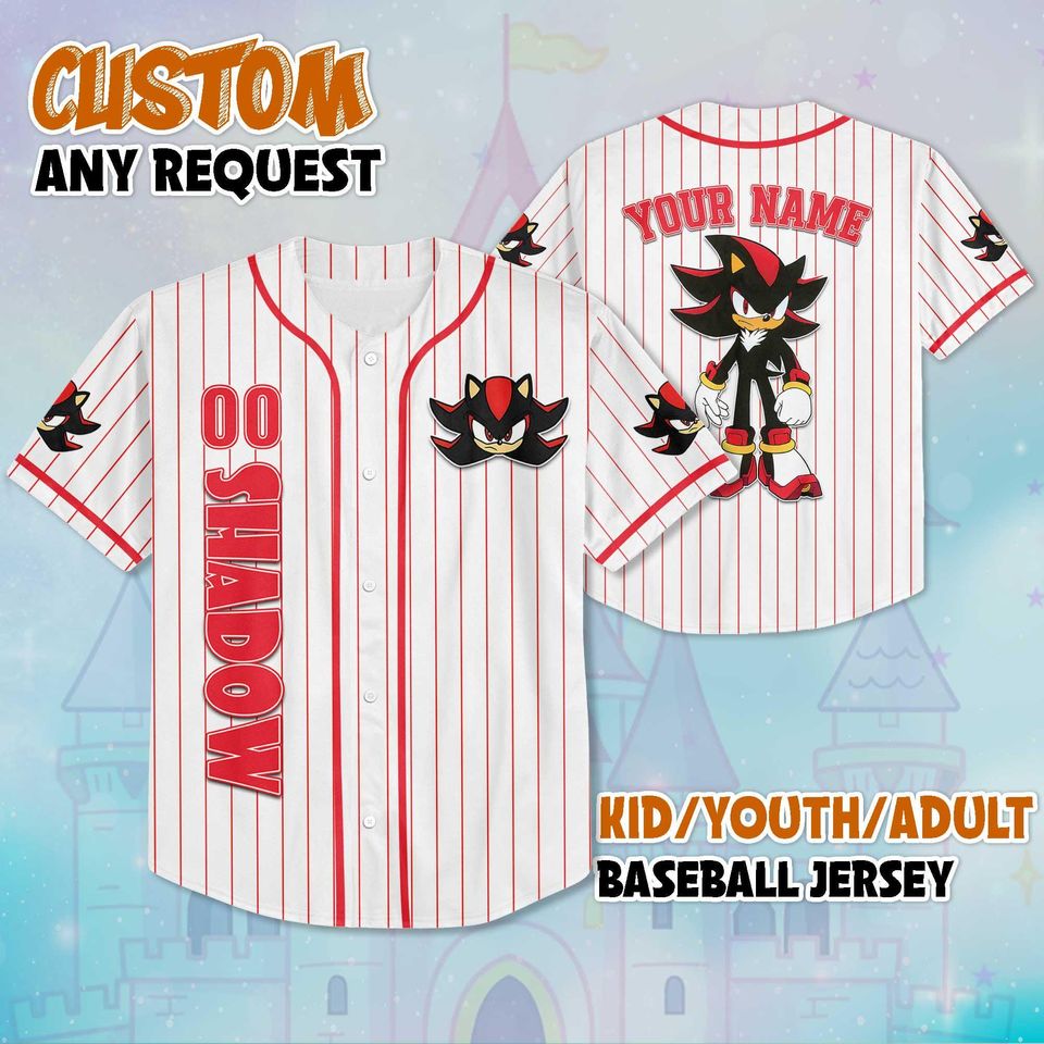 Personalized Shadow Baseball Jersey, Custom Disney Shadow the Hedgehog Shirt