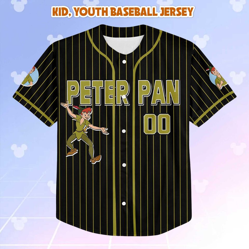 Personalized Peter Pan Baseball Jersey, Custom Disney Neverland Shirt
