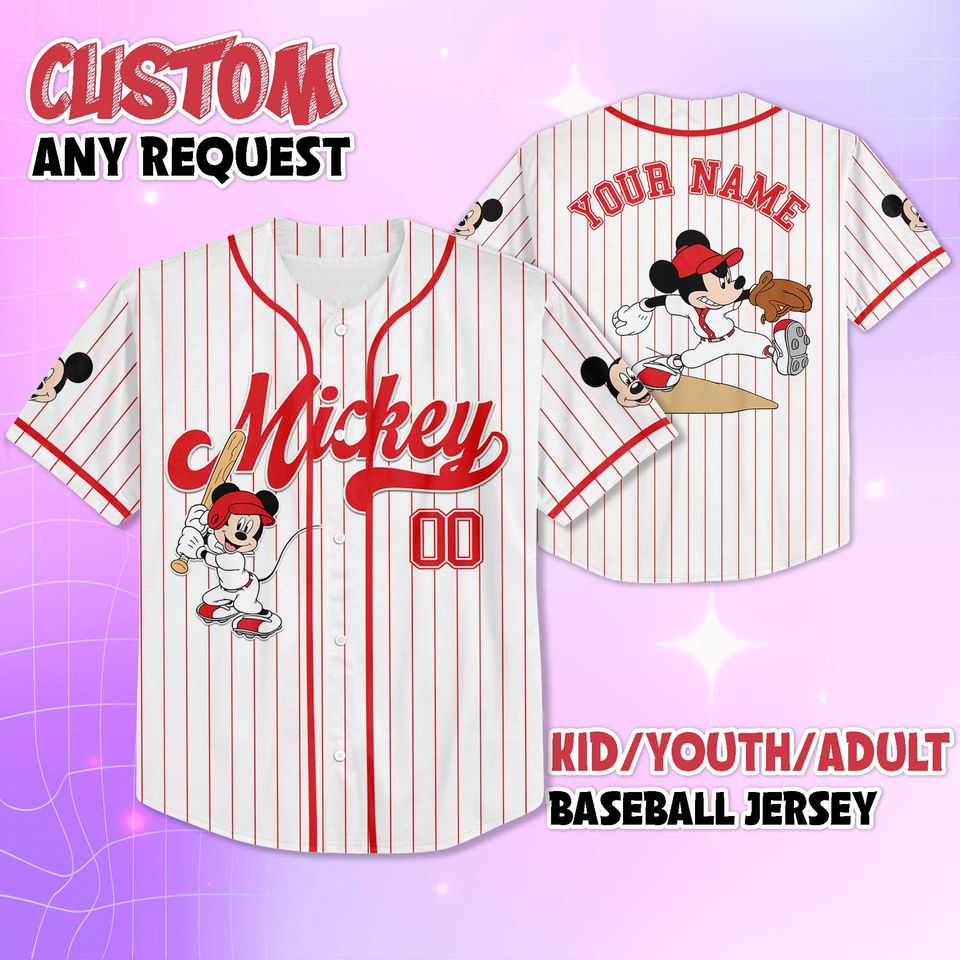 Custom Disney Mickey Mouse Collection Baseball Jersey
