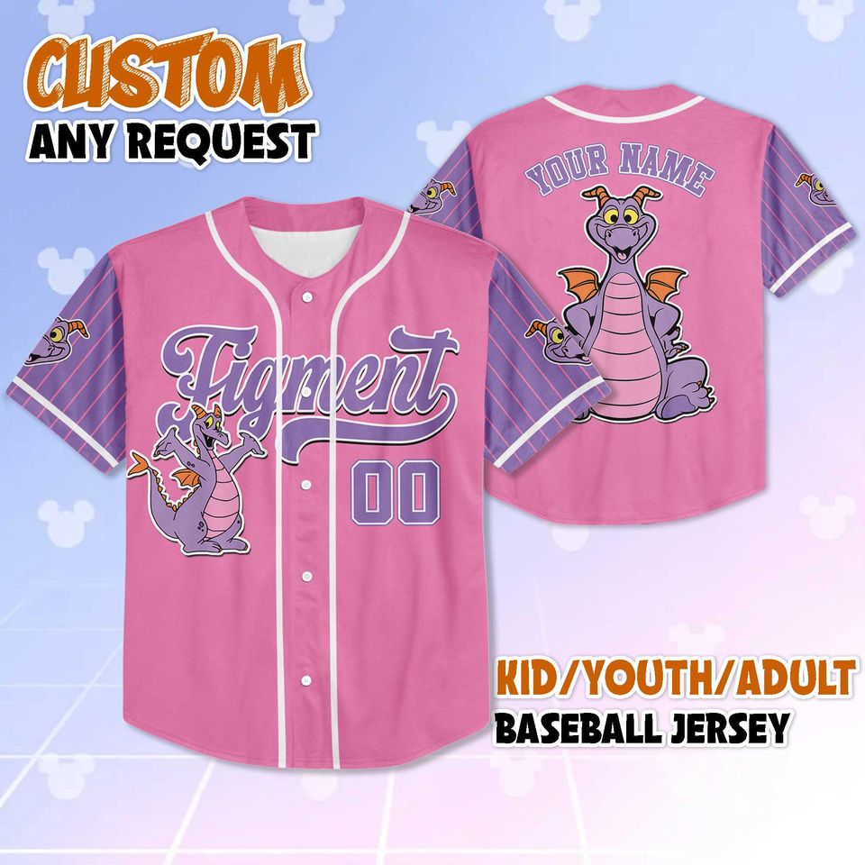 Personalized Figment Baseball Jersey, Custom Disney Figment Little Spark Shirt