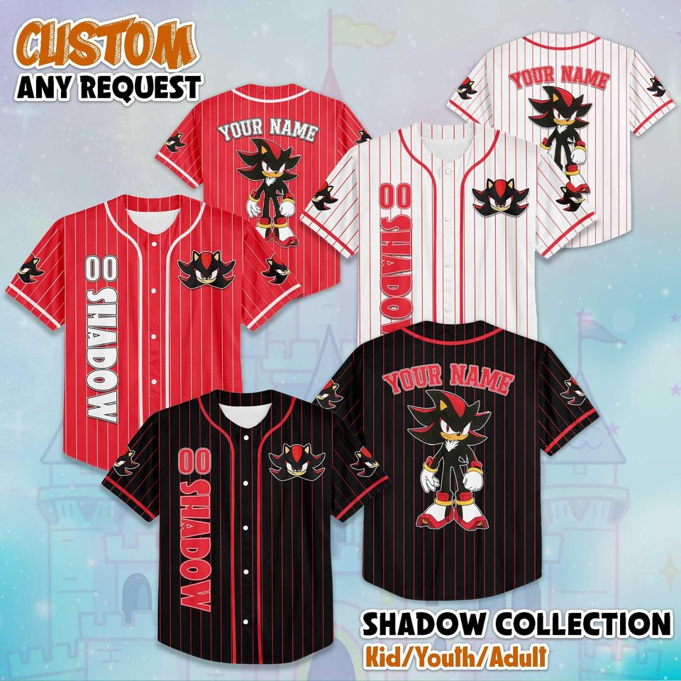 Personalized Shadow Baseball Jersey, Custom Disney Shadow the Hedgehog Shirt
