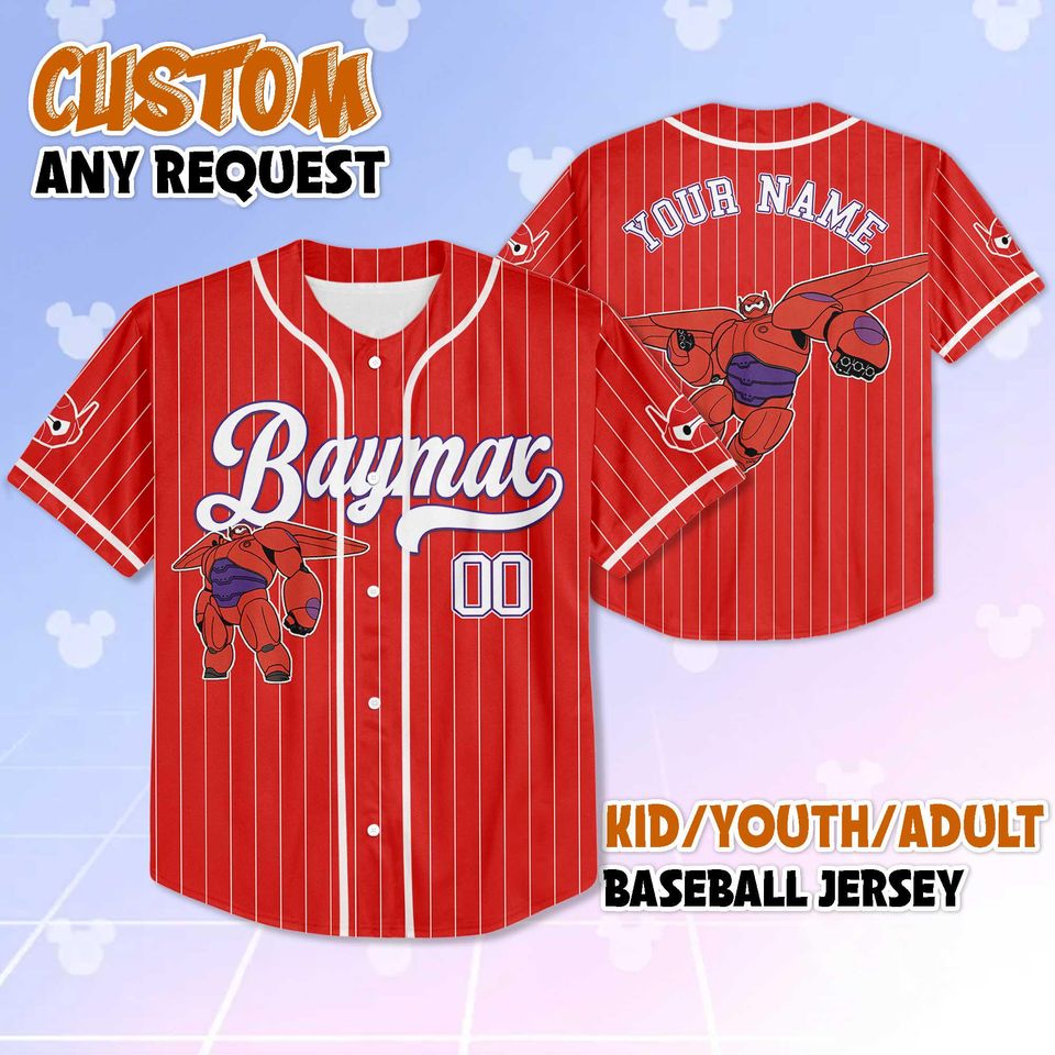 Personalized Baymax Collection Baseball Jersey, Custom Big Hero 6 Shirt