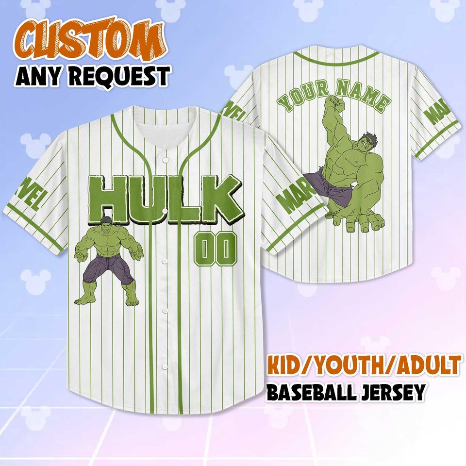 Personalized The Avengers the Hulk Baseball Jersey, Custom Marvel The Avengers Shirt