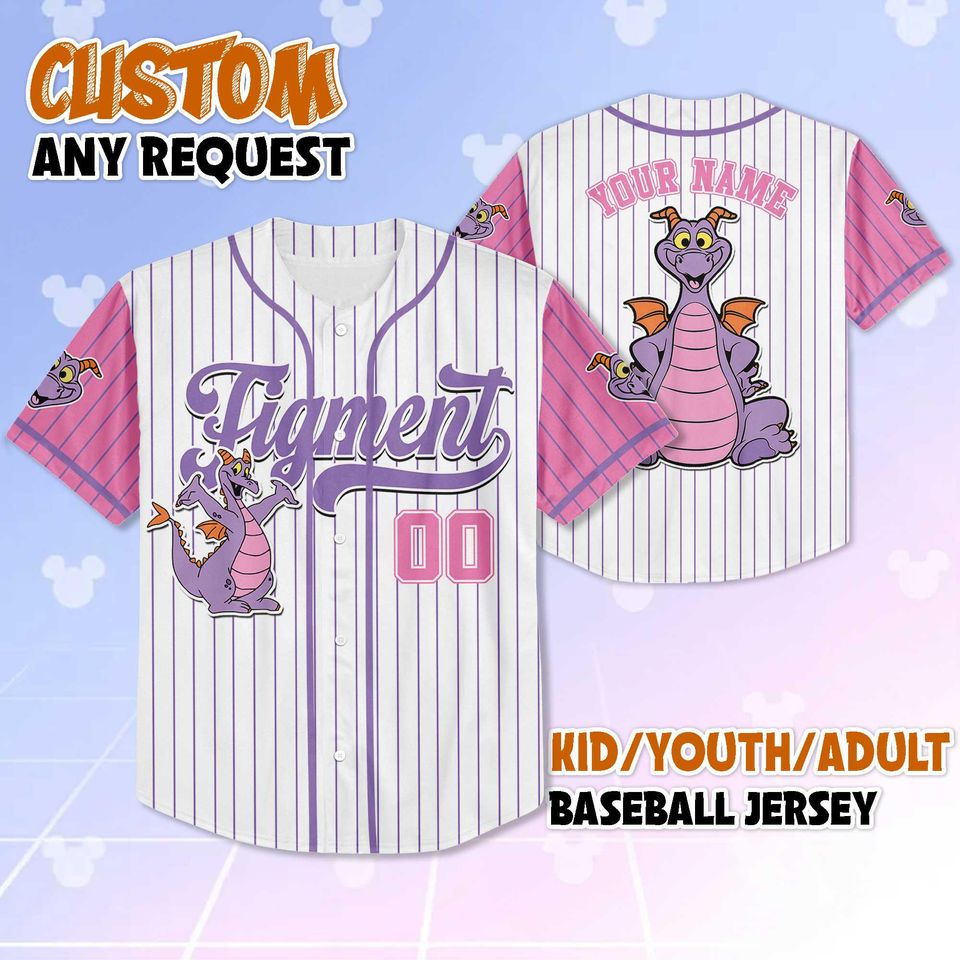 Personalized Figment Baseball Jersey, Custom Disney Figment Little Spark Shirt