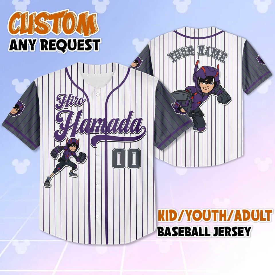 Personalized Hiro Hamada Baseball Jersey, Custom Big Hero 6 Shirt