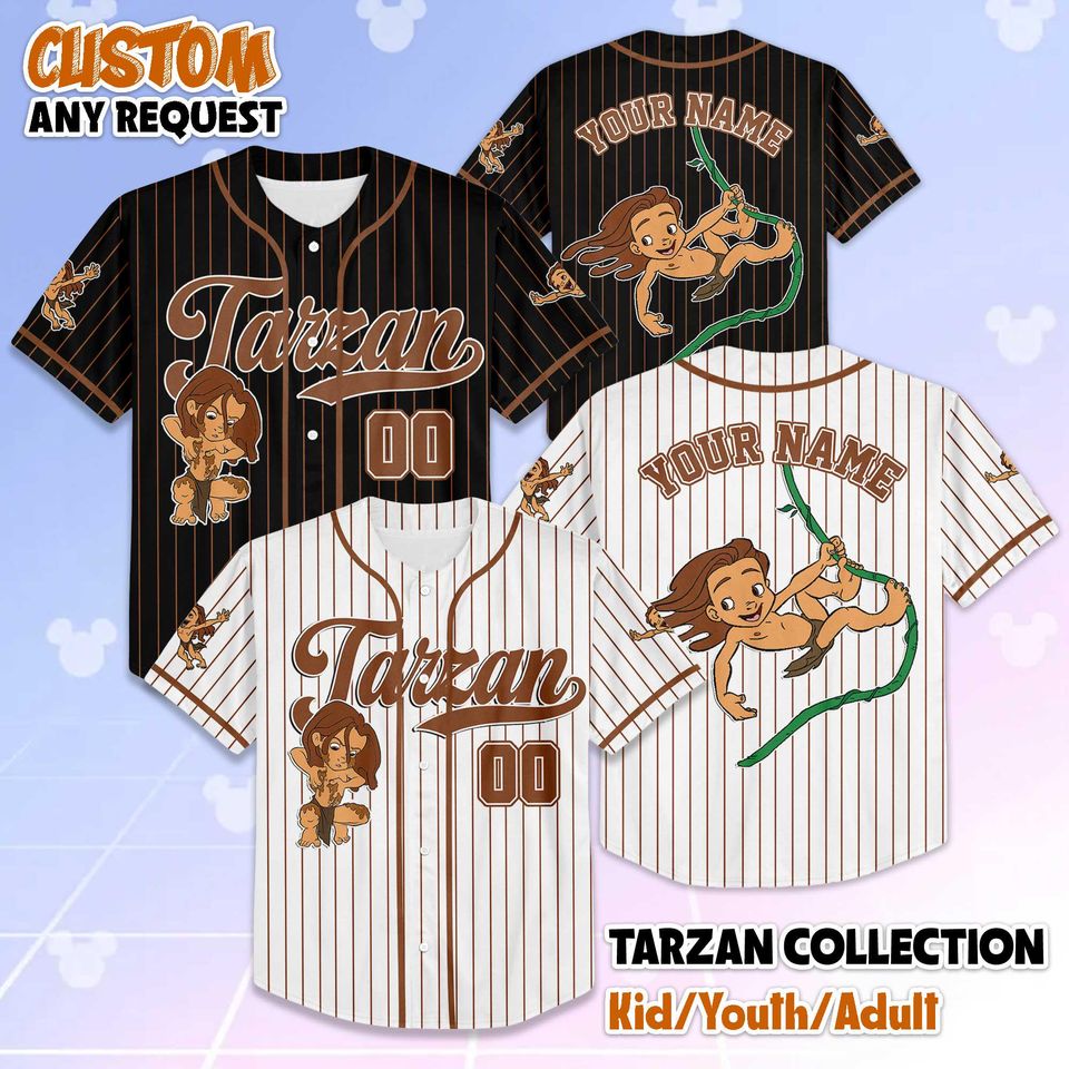 Personalized Tarzan Baseball Jersey, Custom Disney Jungle Shirt