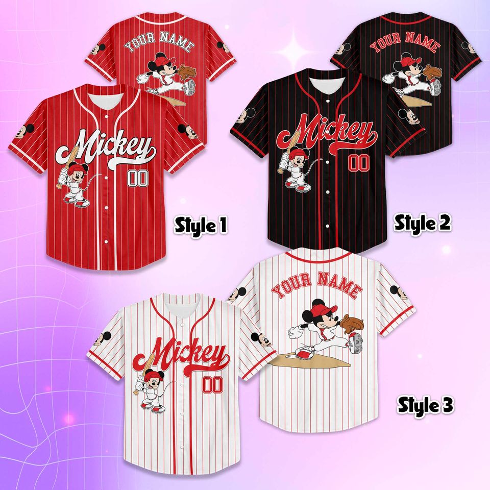 Custom Disney Mickey Mouse Collection Baseball Jersey