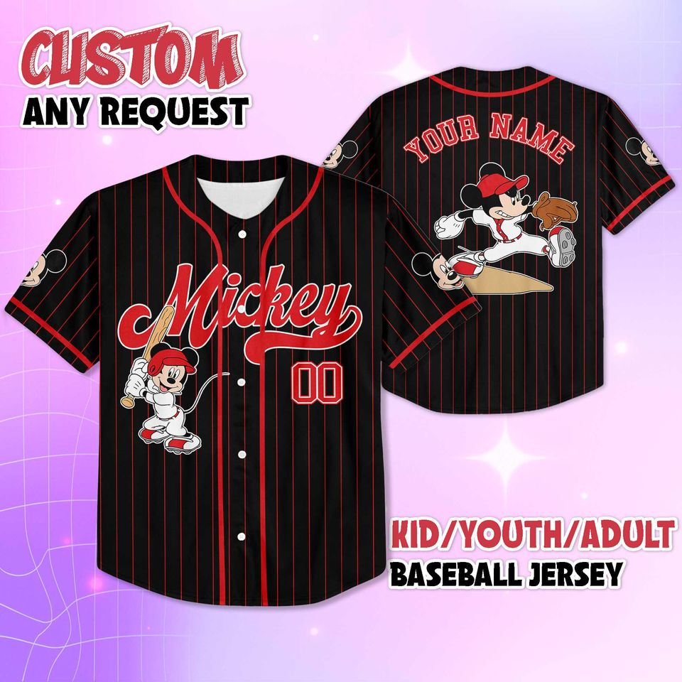 Custom Disney Mickey Mouse Collection Baseball Jersey