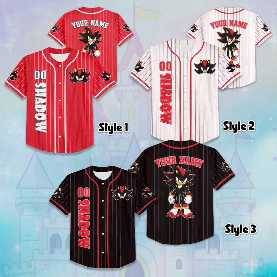 Personalized Shadow Baseball Jersey, Custom Disney Shadow the Hedgehog Shirt