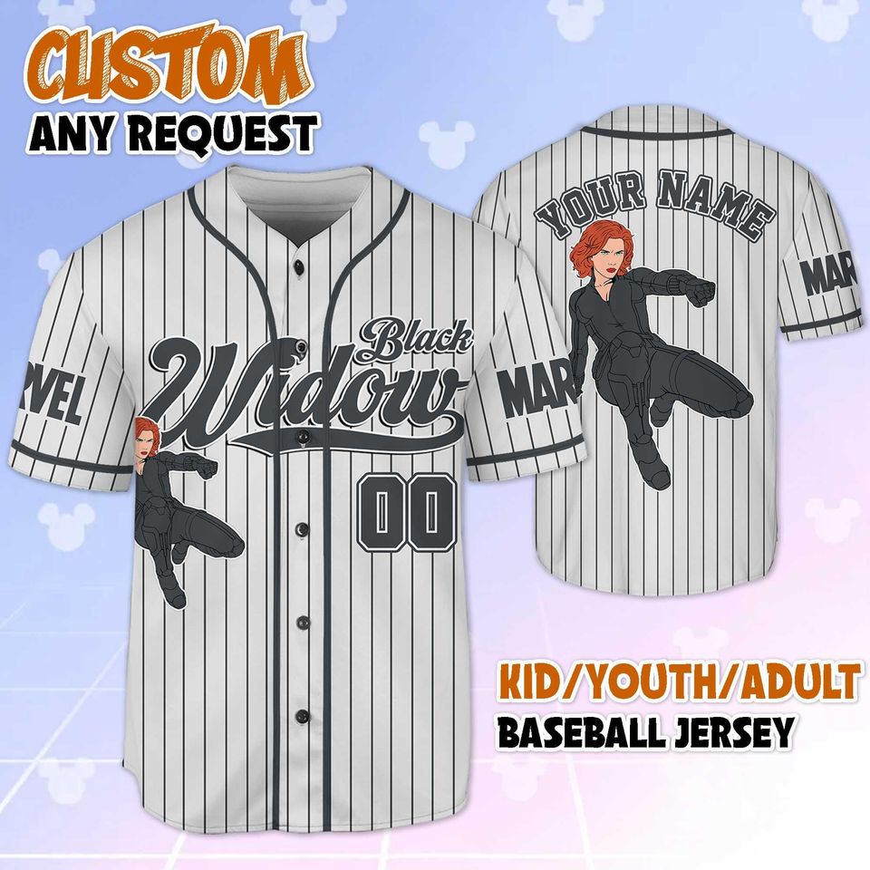 Personalized The Avengers Black Widow Baseball Jersey, Custom Marvel The Avengers Shirt