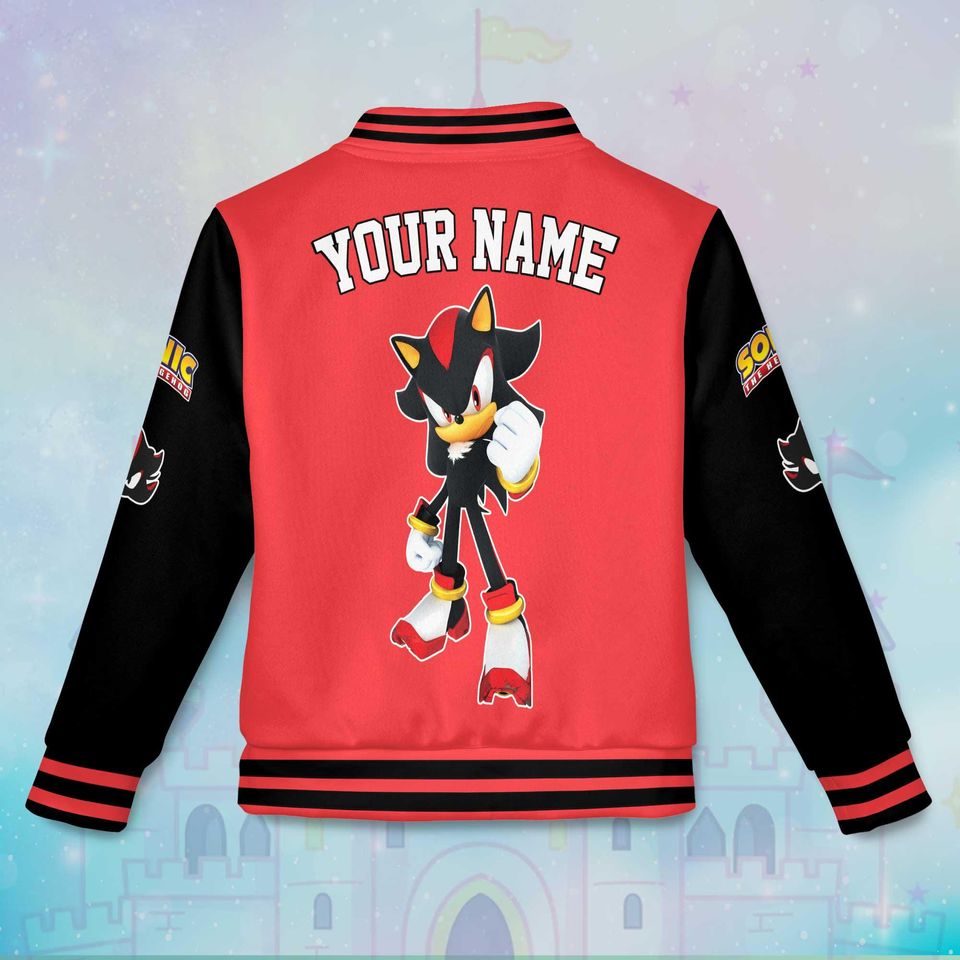 Custom Shadow Varsity Jacket, Personalized Sonic the Hedgehog Baseball Jacket, Shadow  Kids Youth Adult Varsity Jacket