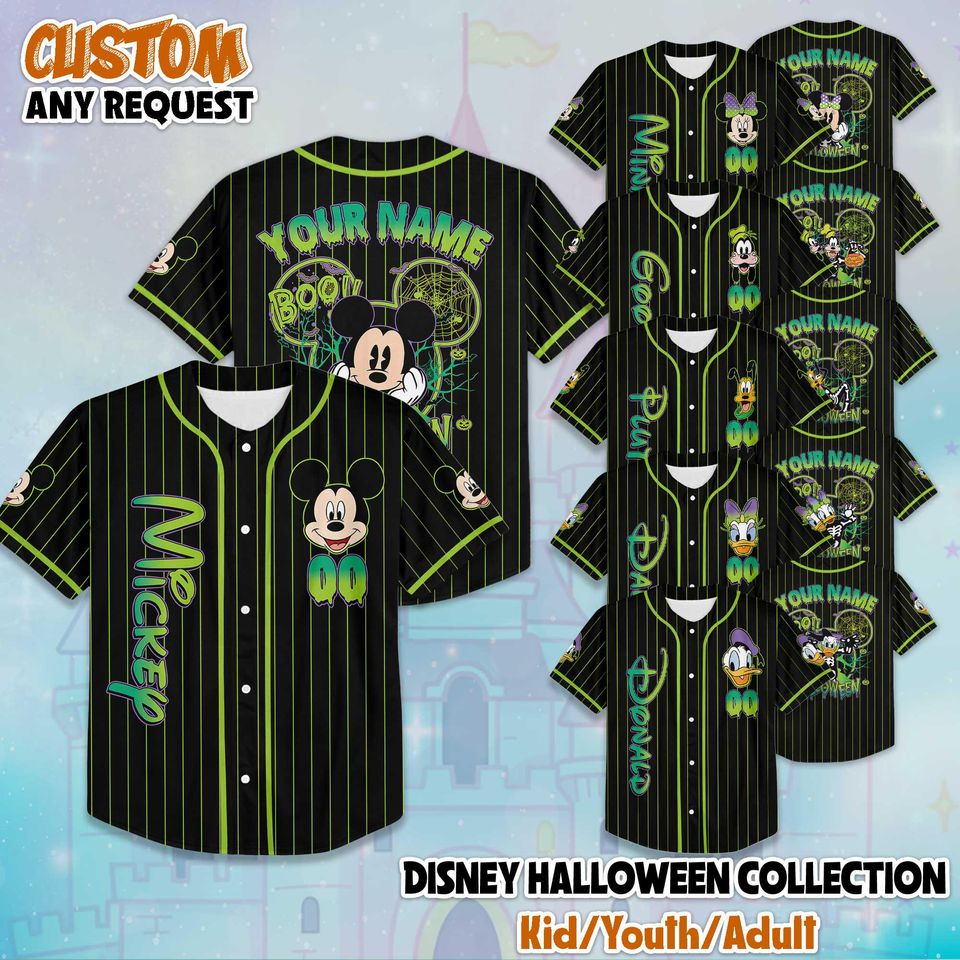 Personalized Disney Halloween Baseball Jersey, Custom Disney Halloween Jersey Shirt