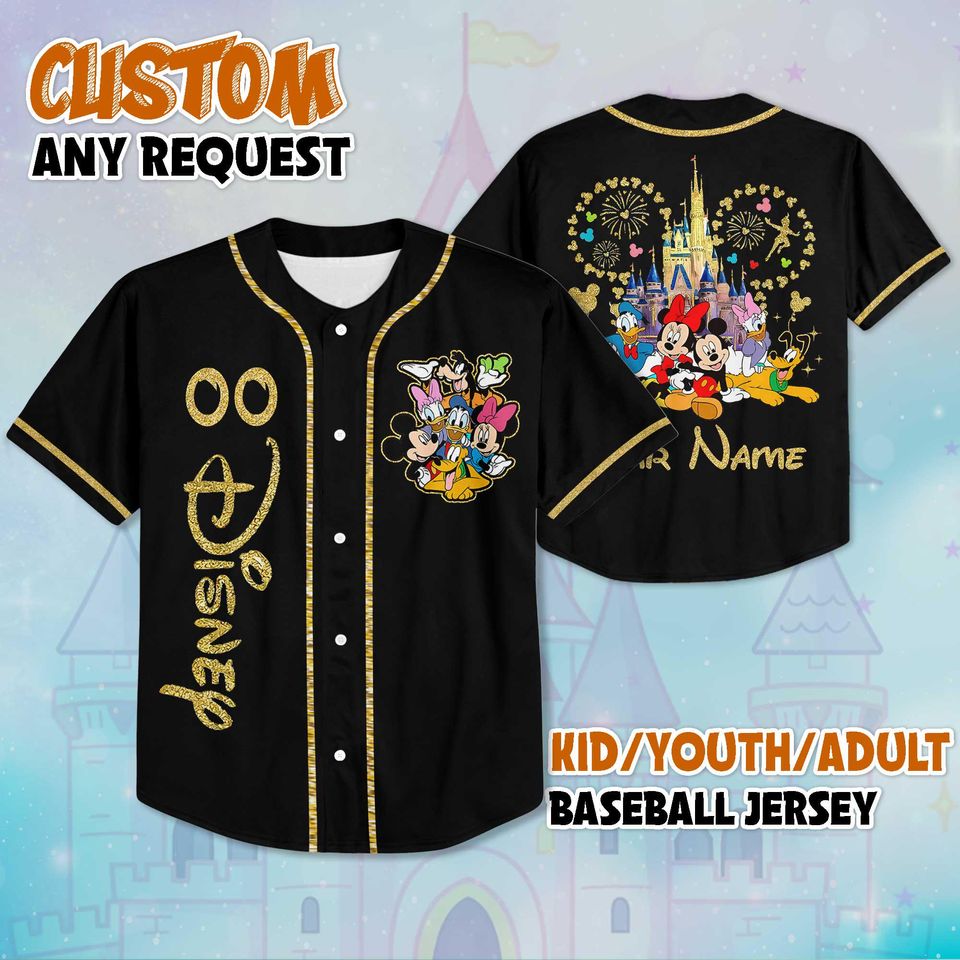 Personalized Disney Trip 2025 Baseball Jersey, Custom Mickey and Friends Shirt