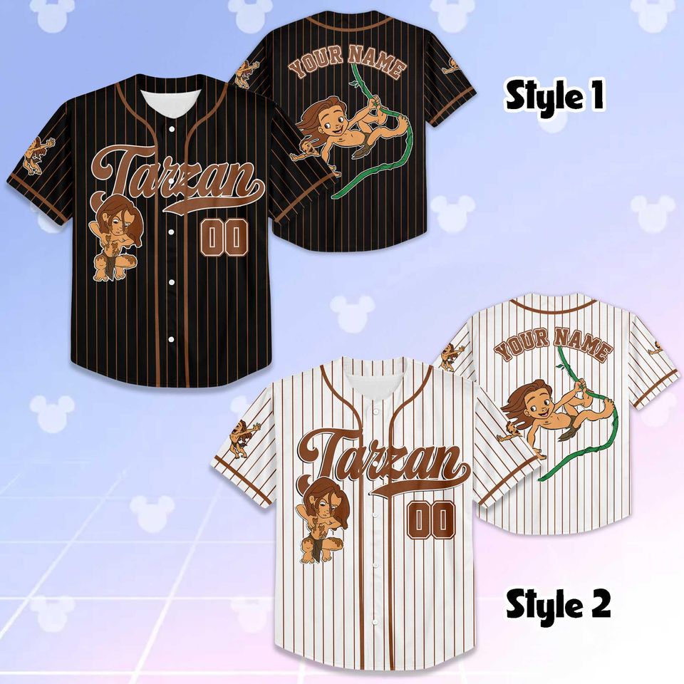 Personalized Tarzan Baseball Jersey, Custom Disney Jungle Shirt