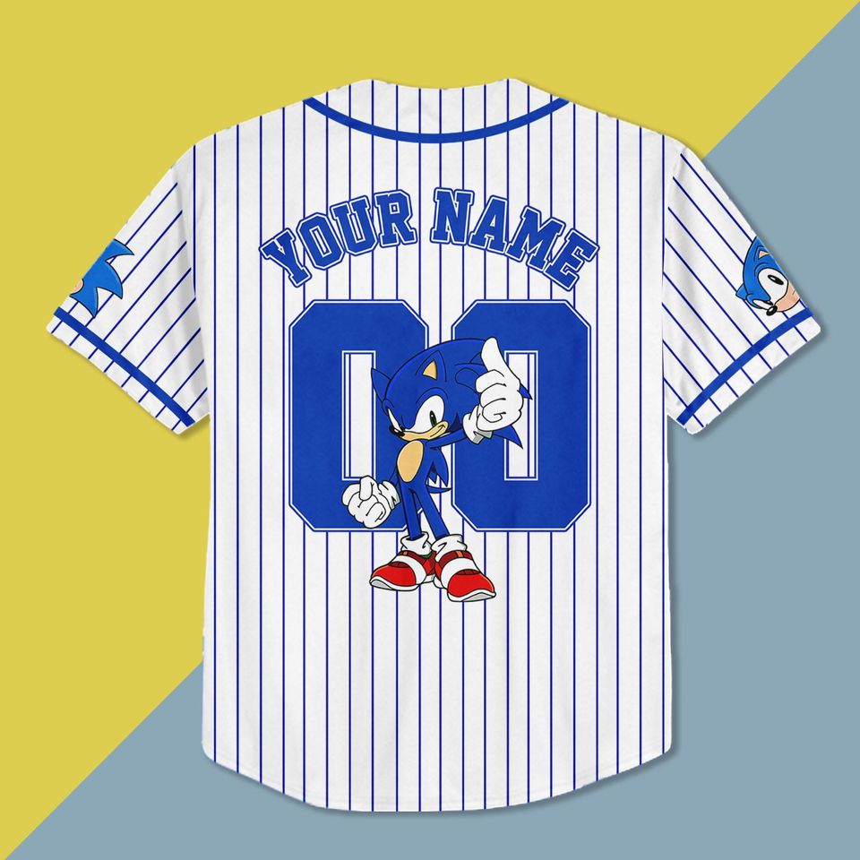 Custom Sonic The Hedgehog Baseball Jersey, Personalized Sonic Jersey Shirt, The Hedgehog Baseball Team Outfit, Matching Family Shirt