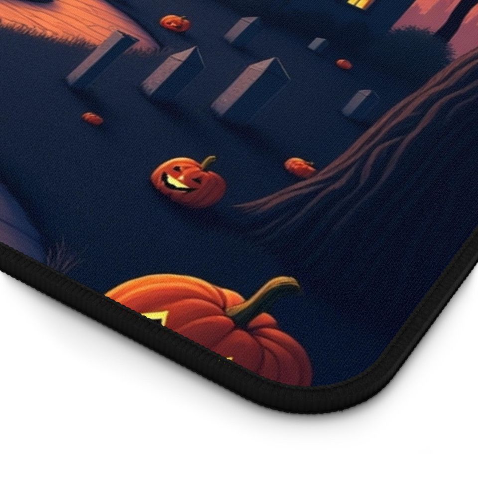 Halloween Desk Mat: Spooky Ghosts, Pumpkins, Neoprene Mousepad