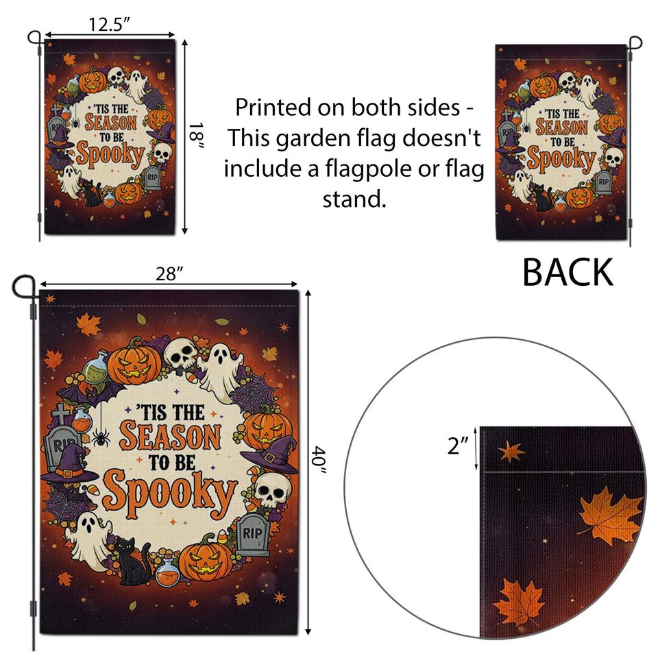 Halloween Garden Flag: Spooky Ghost, Pumpkin, Witch - Fall Yard Decor