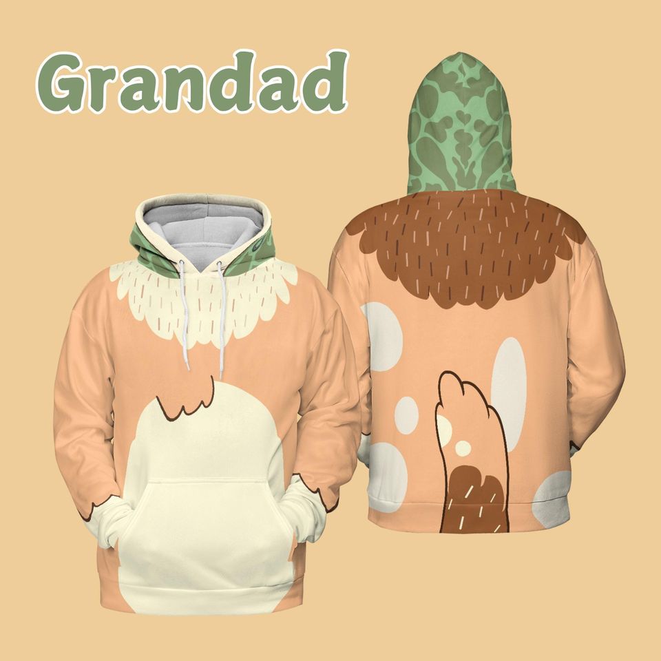 Grandad Cosplay 3D Hoodie - Heeler Blue Dog Family Costume