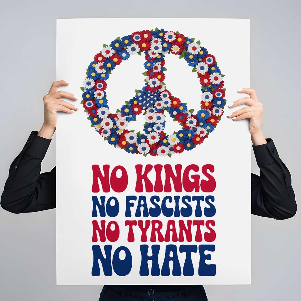 No Kings No Fascists Poster: Anti-Hate Activism Art