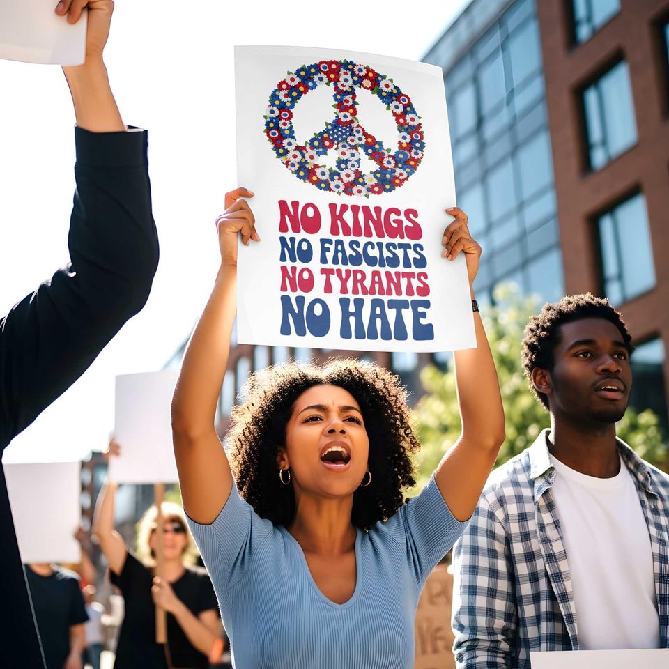 No Kings No Fascists Poster: Anti-Hate Activism Art