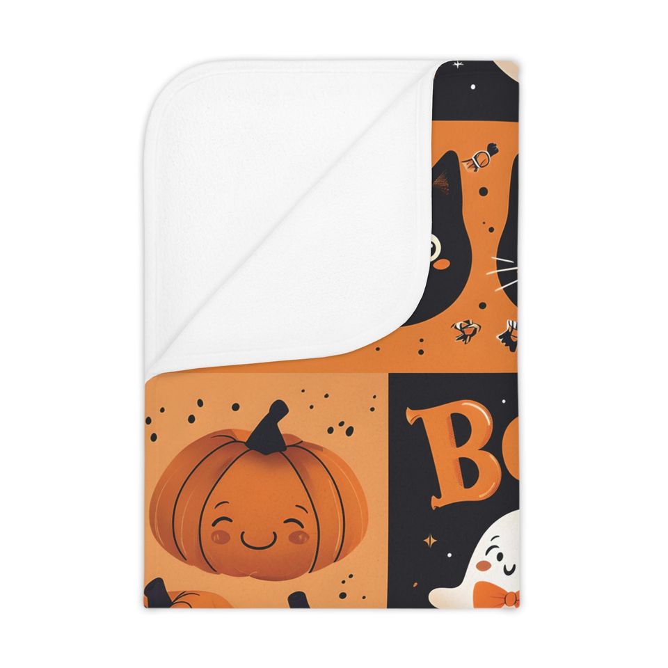 Halloween Toddler Blanket: Ghost, Cat & Pumpkin Fleece Throw