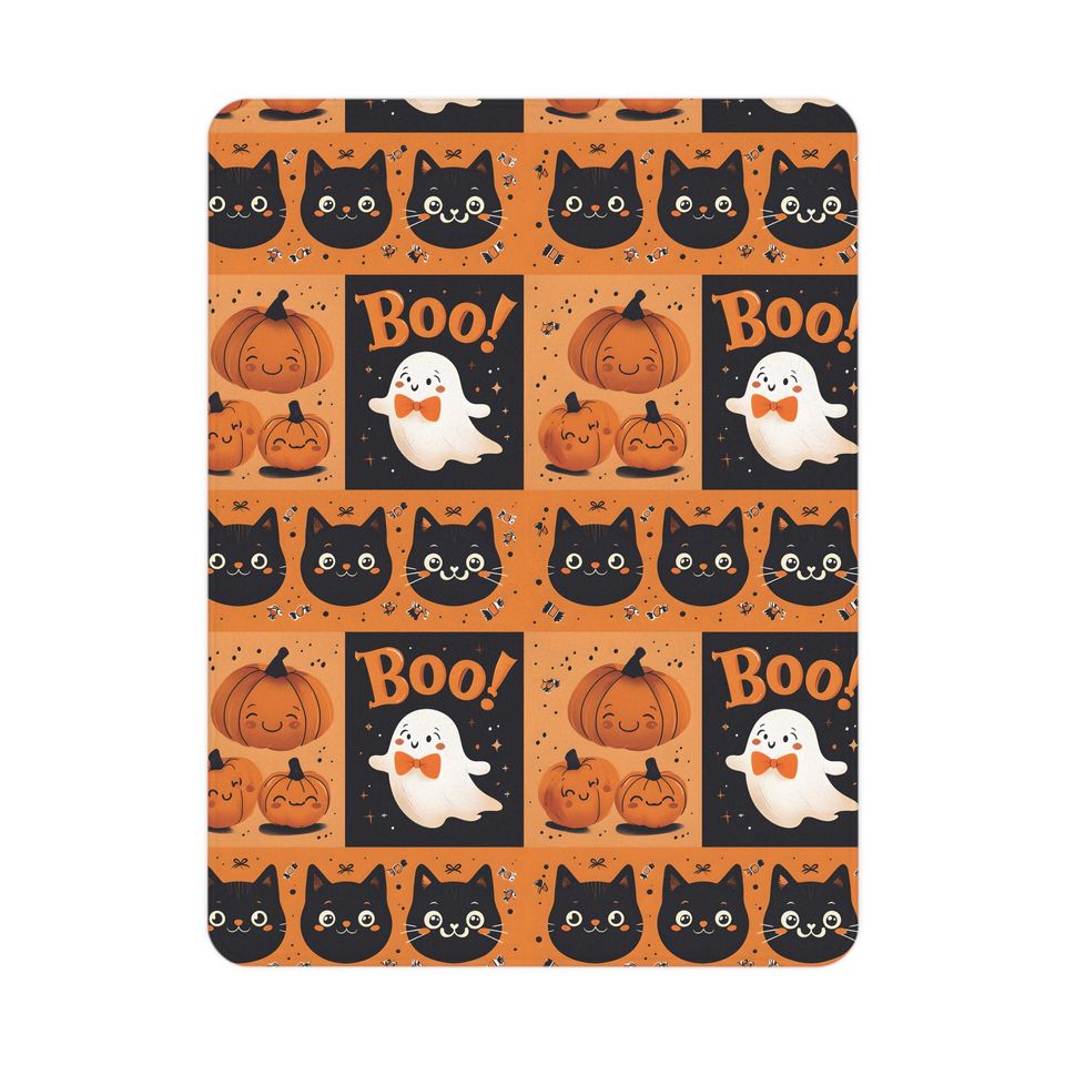 Halloween Toddler Blanket: Ghost, Cat & Pumpkin Fleece Throw