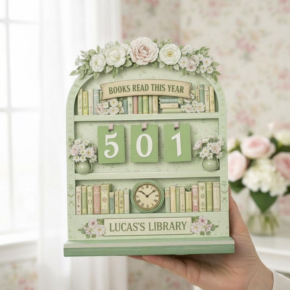 Personalized Floral Book Tracker Sign, Custom Books Read This Year Library Decor, Reader Gift for Her