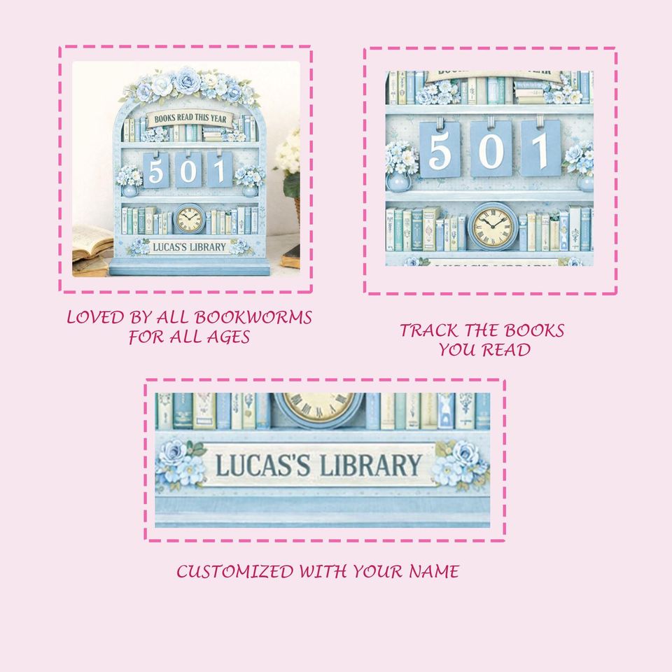 Personalized Floral Book Tracker Sign, Custom Books Read This Year Library Decor, Reader Gift for Her