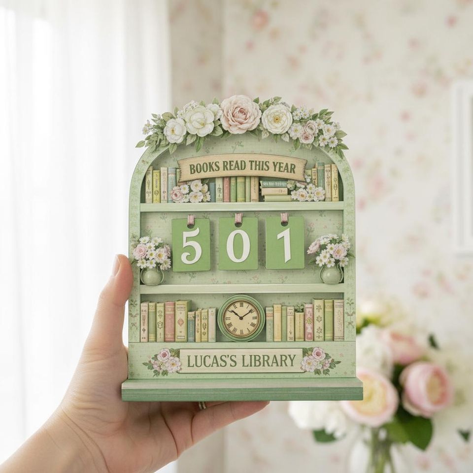 Personalized Floral Book Tracker Sign, Custom Books Read This Year Library Decor, Reader Gift for Her