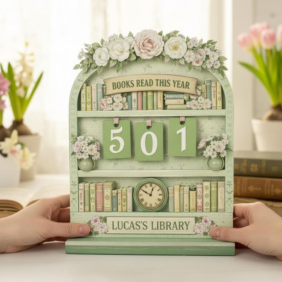 Personalized Floral Book Tracker Sign, Custom Books Read This Year Library Decor, Reader Gift for Her