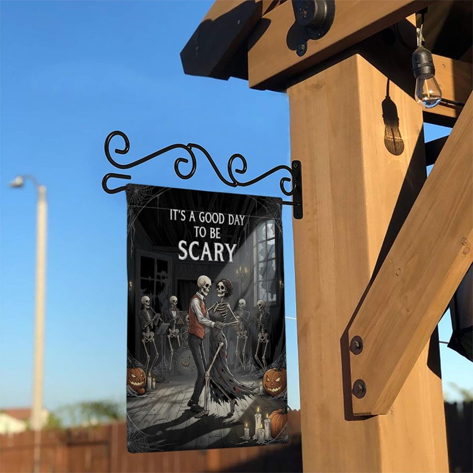 Dancing Skeleton Halloween Garden Flag  Gothic Ballroom Couple