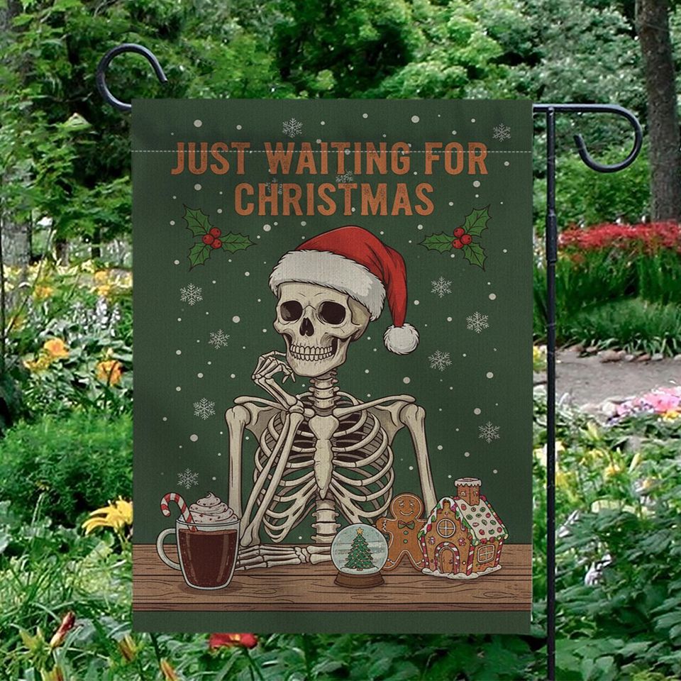 Skeleton Flag with Christmas Text