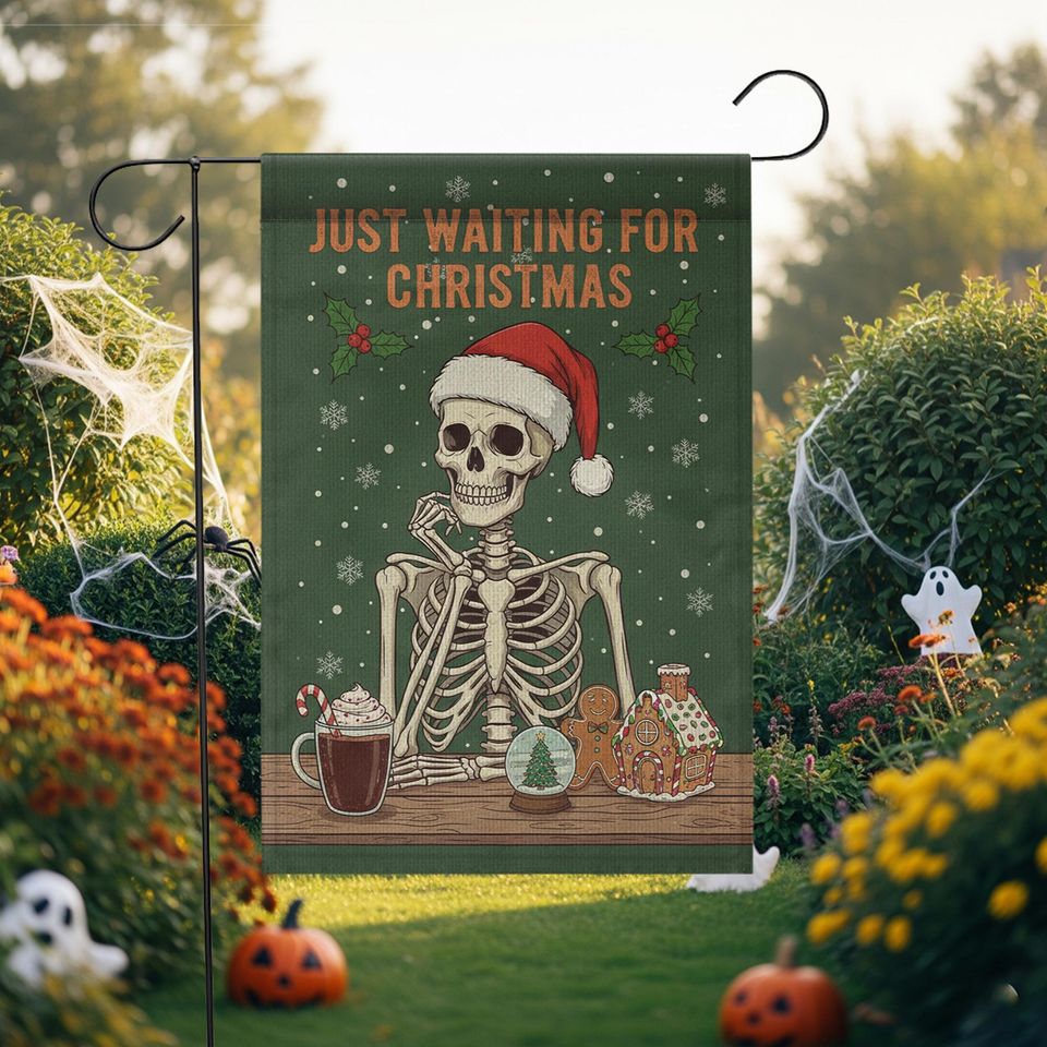 Skeleton Flag with Christmas Text