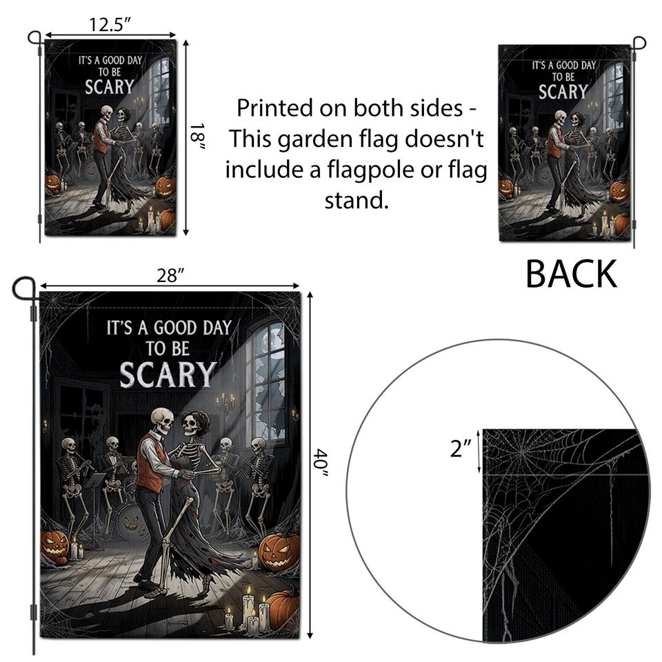 Dancing Skeleton Halloween Garden Flag  Gothic Ballroom Couple