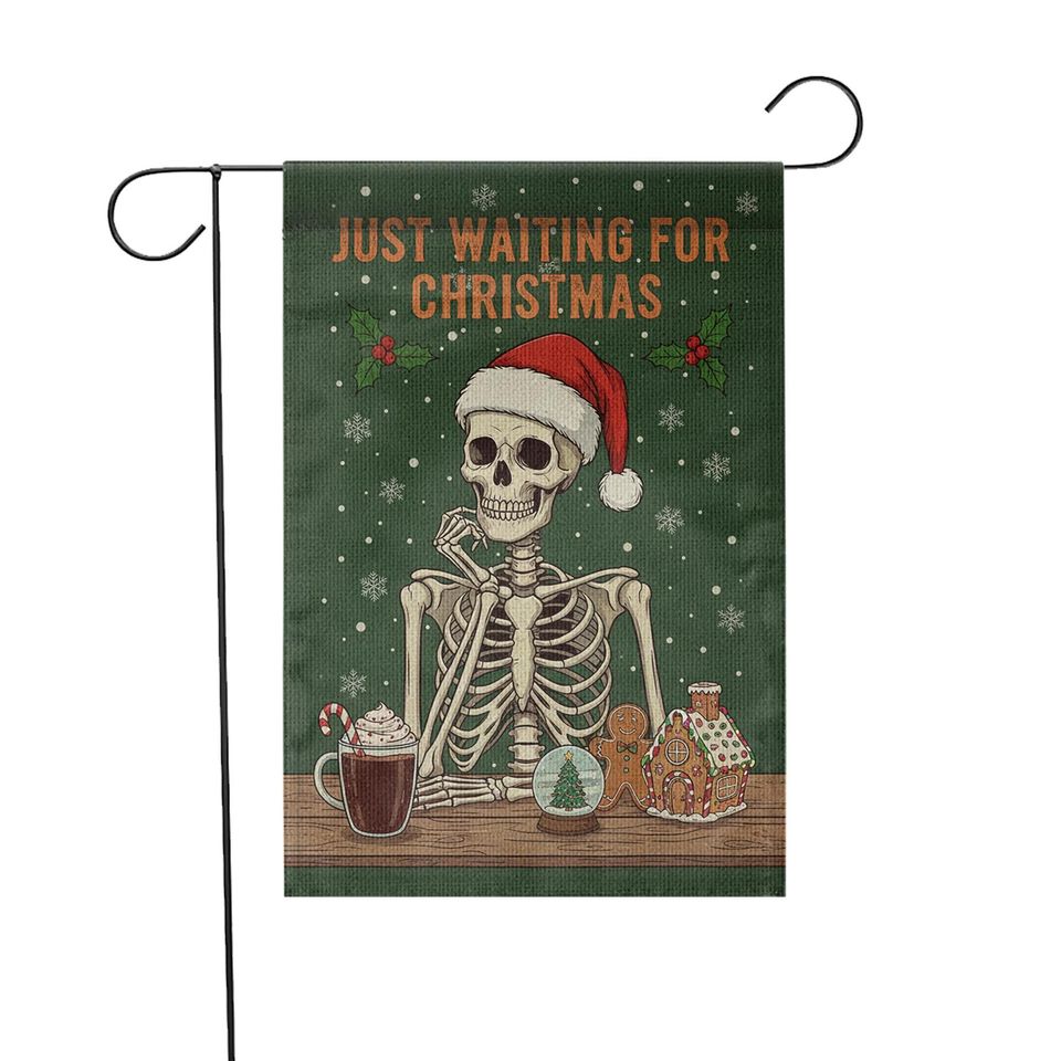 Skeleton Flag with Christmas Text