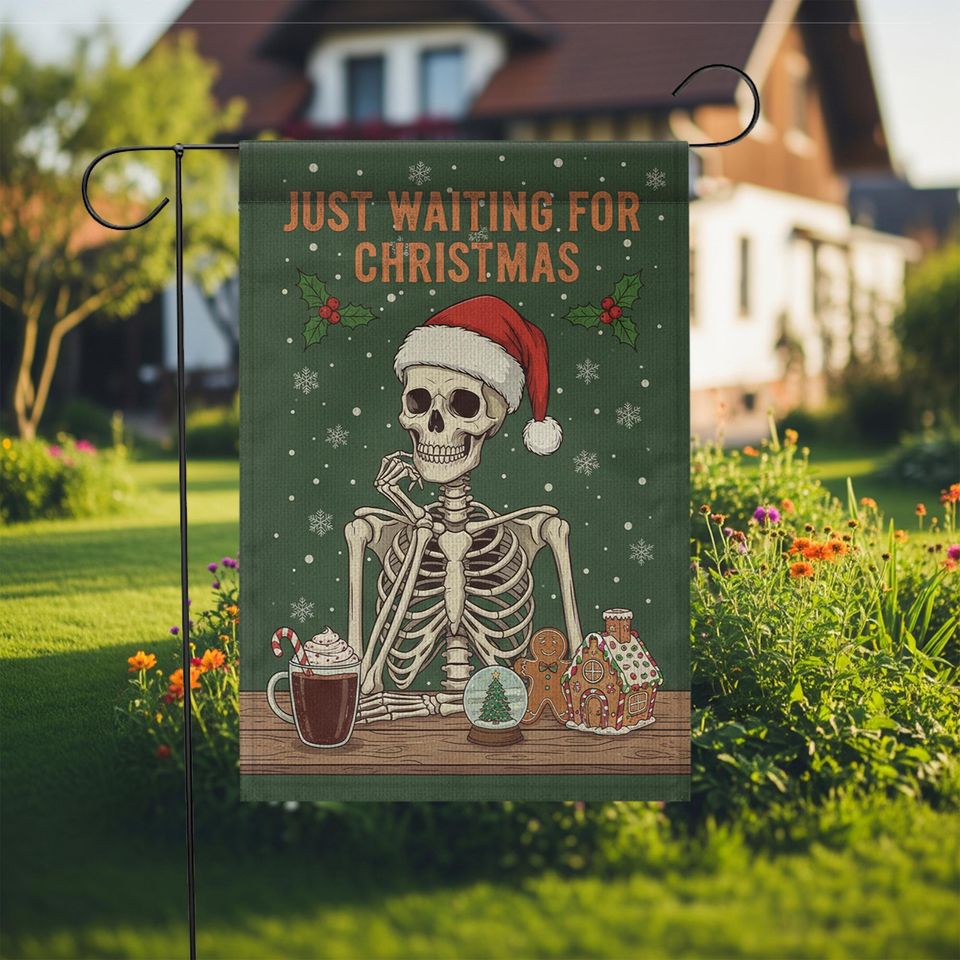 Skeleton Flag with Christmas Text